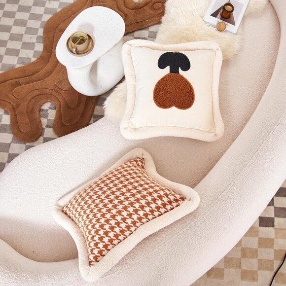 18 Inch Beige Tulip Embroidery Velvet Cushion Luxury Modern Throw Pillow Cover - Picture 7 of 7